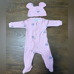 Disney Pink Baby Footie with Blue Accents